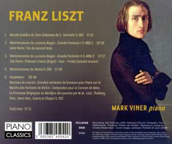 CD Franz Liszt: Liszt: Opera Fantasies - Lucrezia Borgia, Norma, Hexaméron
