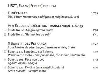 SACD Franz Liszt: Funérailles  3 Sonetti Del Petrarca  Danse Macabre  Gaspard De La Nuit