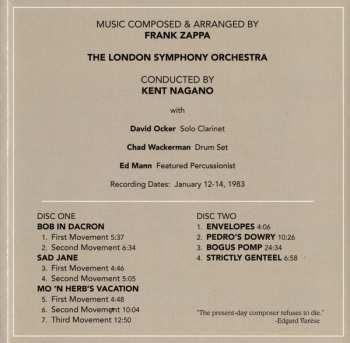2CD The London Symphony Orchestra: The London Symphony Orchestra - Zappa Vol. I & II
