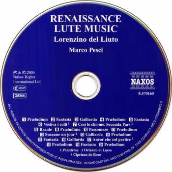 CD Lorenzino del Liuto: Renaissance Lute Music (Preludes, Fantasias And Dances)