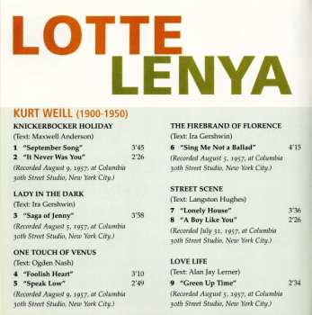 CD Lotte Lenya: Lotte Lenya Sings Kurt Weill (American Theatre Songs)