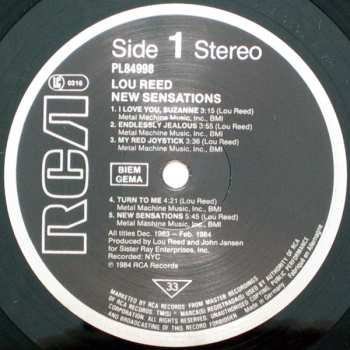 LP Lou Reed: New Sensations