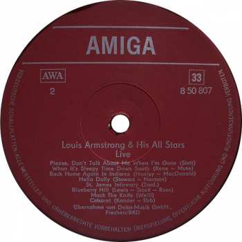 LP Louis Armstrong And His All-Stars: Live