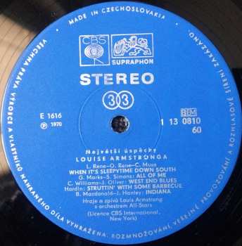 LP Louis Armstrong: The Greatest Hits (Největší Úspěchy Louise Armstronga)
