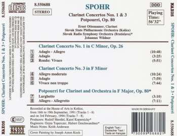 CD Louis Spohr: Clarinet Concertos Nos. 1 And 3 / Potpourri, Op. 80