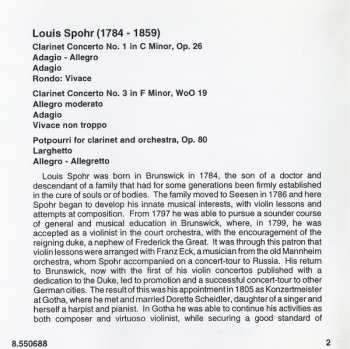 CD Louis Spohr: Clarinet Concertos Nos. 1 And 3 / Potpourri, Op. 80