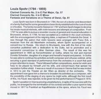 CD Louis Spohr: Clarinet Concertos Nos. 2 & 4 / Fantasia And Variations, Op. 81