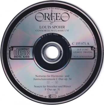 CD Louis Spohr: Notturno Für Harmonie- Und Janitscharemusik Op.34 – Nonett Für Bläser Und Streicher Op.31