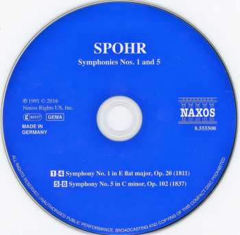 CD Louis Spohr: Symphonies Nos. 1 And 5