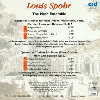 CD Louis Spohr: Septet In A Minor For Piano, Violin, Violincello, Flute, Clarinet, Horn And Bassoon, Op. 147 • Quintet In C Minor For Piano, Flute, Clarinet, Horn And Bassoon, Op. 52