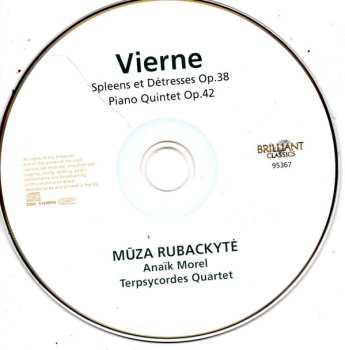 CD Louis Vierne: Spleens Et Détresses Op.38 - Piano Quintet Op.42