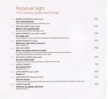 CD Ensemble Correspondances: Perpetual Night · 17th Century Ayres And Songs