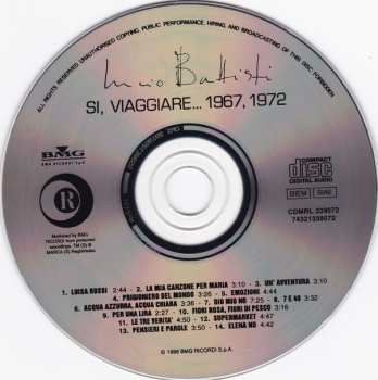 CD Lucio Battisti: Si, Viaggiare... 1967, 1972