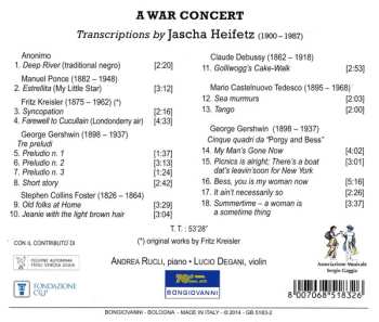 CD Andrea Rucli: A War Concert: Transcriptions By Jascha Heifetz