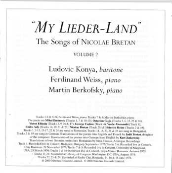 CD Ladislau Konya: "My Lieder-Land" • The Songs Of Nicolae Bretan