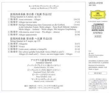 CD Ludwig van Beethoven: Die Streichquartette • The String Quartets • Les Quatuors A Cordes Nos.15 & 16 LTD
