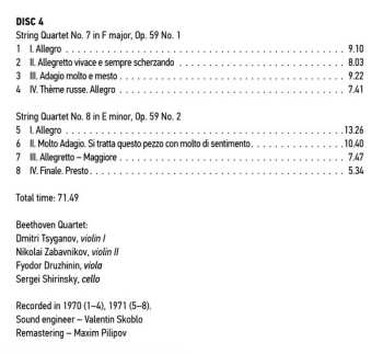 8CD/Doos Ludwig van Beethoven: Ludwig Van Beethoven Quartets Performed By Beethoven Quartet