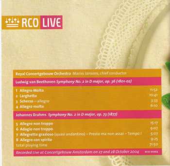 SACD Ludwig van Beethoven: Beethoven > Symphony No. 2 -  Brahms > Symphony No. 2
