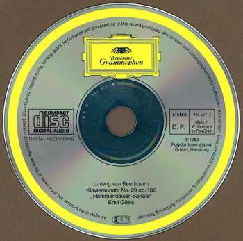 CD Ludwig van Beethoven: Hammerklavier-Sonate = Piano Sonata No.29 In B Flat Major = Sonate Pour Piano N° 29 En Si Bémol Majeur Op.106