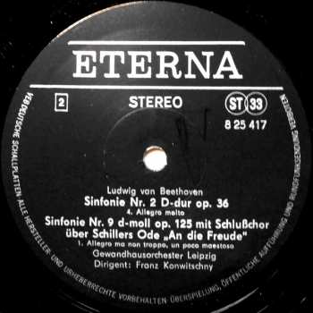 2LP Ludwig van Beethoven: Sinfonie Nr. 9 D-moll Op. 125 Mit Schlußchor Über Schillers Ode "An Die Freude" ‧ Sinfonie Nr. 2 D-dur Op. 36