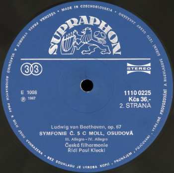 LP The Czech Philharmonic Orchestra: 5·Symfonie C Moll Osudová