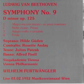 CD Ludwig van Beethoven: Symphony No. 9 (Live 03.02.1952 Musikvereinssaal Wien)