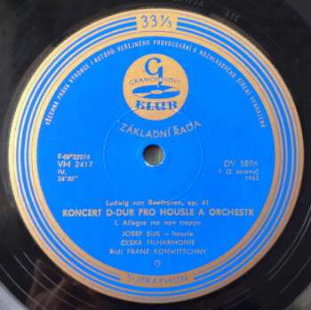 LP The Czech Philharmonic Orchestra: Koncert D Dur Pro Housle A Orchestr, Op. 61