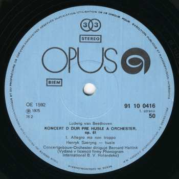 LP Ludwig van Beethoven: Violinkonzert D-dur, Op. 61