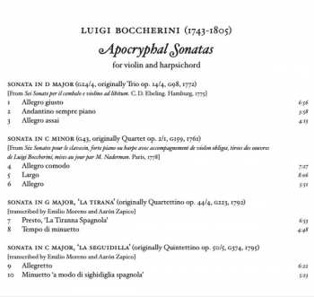 CD Luigi Boccherini: Apocryphal Sonatas for Violin And Harpsichord