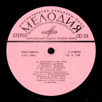 LP Luigi Cherubini: Реквием (MODRÝ ŠTÍTEK)