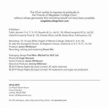 CD Magdalen College Choir Oxford: The Pillar Of The Cloud