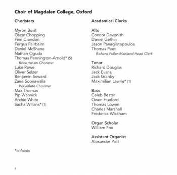 CD Magdalen College Choir Oxford: The Pillar Of The Cloud
