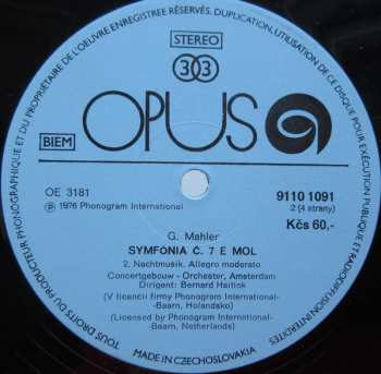 2LP/Doos Gustav Mahler: Symphony No. 7