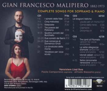 3CD Gian Francesco Malipiero: Complete Songs For Soprano & Piano