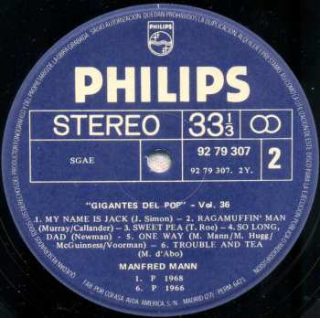 LP Manfred Mann: Gigantes Del Pop Vol. 36