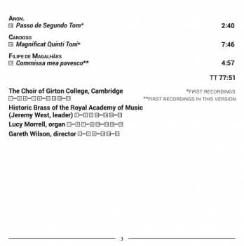 CD The Choir Of Girton College, Cambridge: Missa Secundi Toni And Other Works