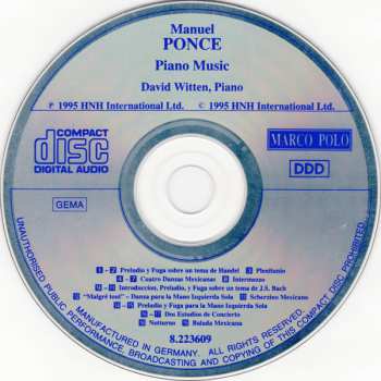 CD Manuel María Ponce Cuéllar: Piano Music