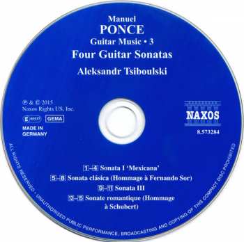 CD Manuel María Ponce Cuéllar: Four Guitar Sonatas (Guitar Music - 3)