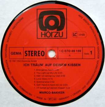 LP Marco Bakker: Ich Träum' Auf Deinem Kissen