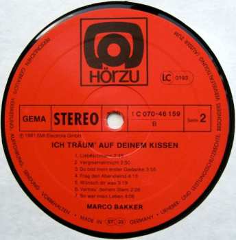 LP Marco Bakker: Ich Träum' Auf Deinem Kissen