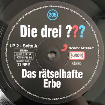 2LP Marco Sonnleitner: Die Drei ??? 205 - Das Rätselhafte Erbe LTD