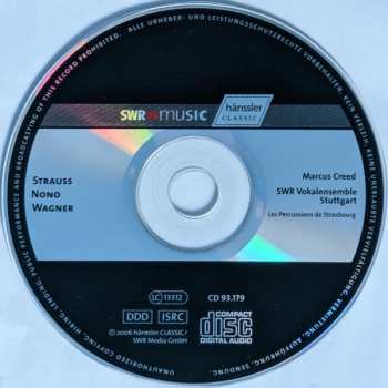 CD Les Percussions De Strasbourg: Strauss Nono Wagner