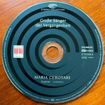 CD Maria Cebotari: Maria Cebotari, Sopran