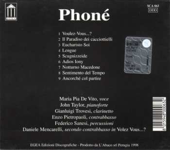 CD Maria Pia De Vito: Phoné