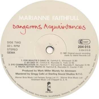 LP Marianne Faithfull: Dangerous Acquaintances