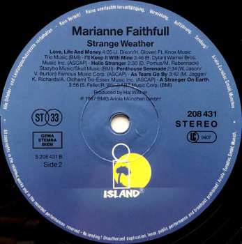 LP Marianne Faithfull: Strange Weather