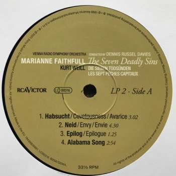 2LP Marianne Faithfull: The Seven Deadly Sins = Die Sieben Todsünden = Les Sept Peches Capitaux
