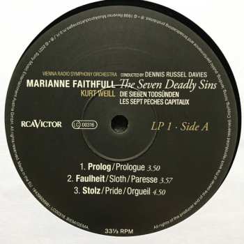 2LP Marianne Faithfull: The Seven Deadly Sins = Die Sieben Todsünden = Les Sept Peches Capitaux