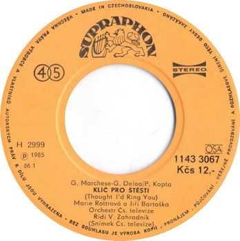 SP Marie Rottrová: Klíč Pro Štěstí (Thought I'd Ring You) / Proč Si O Něj Házet