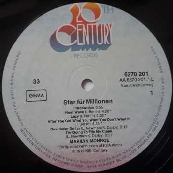 LP Marilyn Monroe: Star Für Millionen